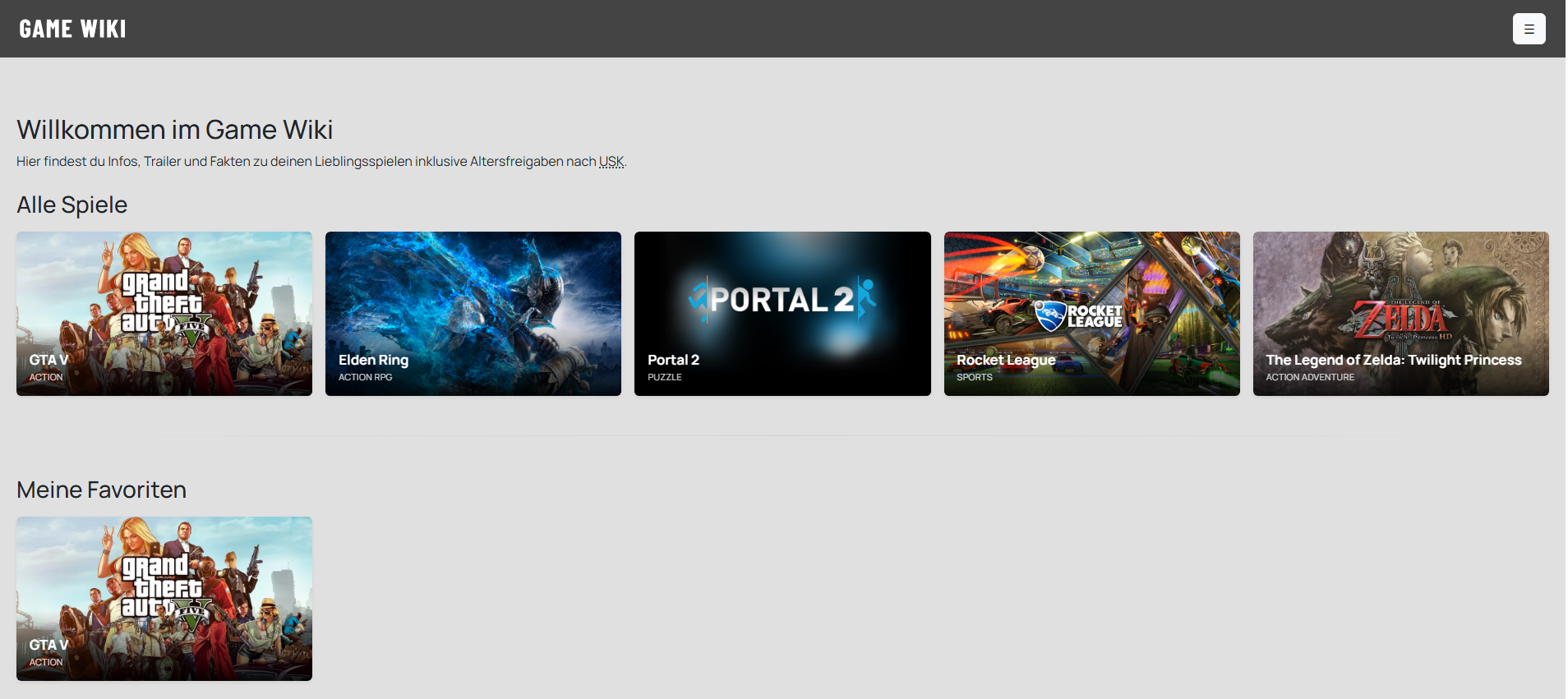 Screenshot der Fotografie-Portfolio-Website